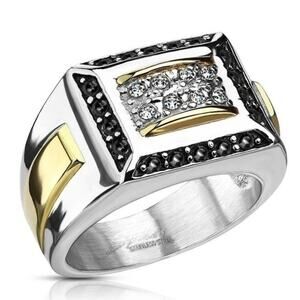 New stainless steel ring‎ with CZs size 9